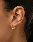 Sterling Silver Classic Round Huggie Hoop Earrings, 13mm