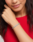 CZ Long Bar Italian Cuff Bracelet with Gold Accents in Sterling Silver