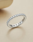 Sterling Silver Simulated Diamond Eternity Band Ring, 2.5mm