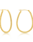14k Yellow Gold Oval Hoops with Spiral Diamond Cuts, The Twist Collection, 30mm