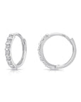 14K Gold Huggie Hoop Earrings, Single Row CZ Hoops, 12.5mm