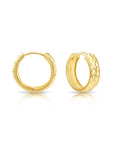 14K Gold Diamond-Cut Huggies, Dainty 13mm Gold Earrings