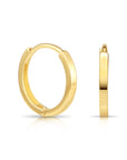 14K Yellow Gold Classy Huggies, Dainty 13mm Gold Earrings