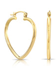14k Yellow Gold Classic Heart Hoop Earrings, Design