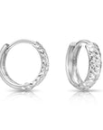 14K Gold Huggie Earrings, Diamond-Cut Engravings, Size 12mm