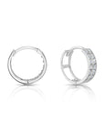 CZ 14K Gold Huggie Earrings, Double Row CZ Hoops