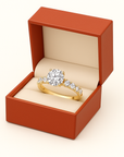 14K Yellow Gold Solitaire Round Brilliant 1 Carat Engagement Ring With Side Stones