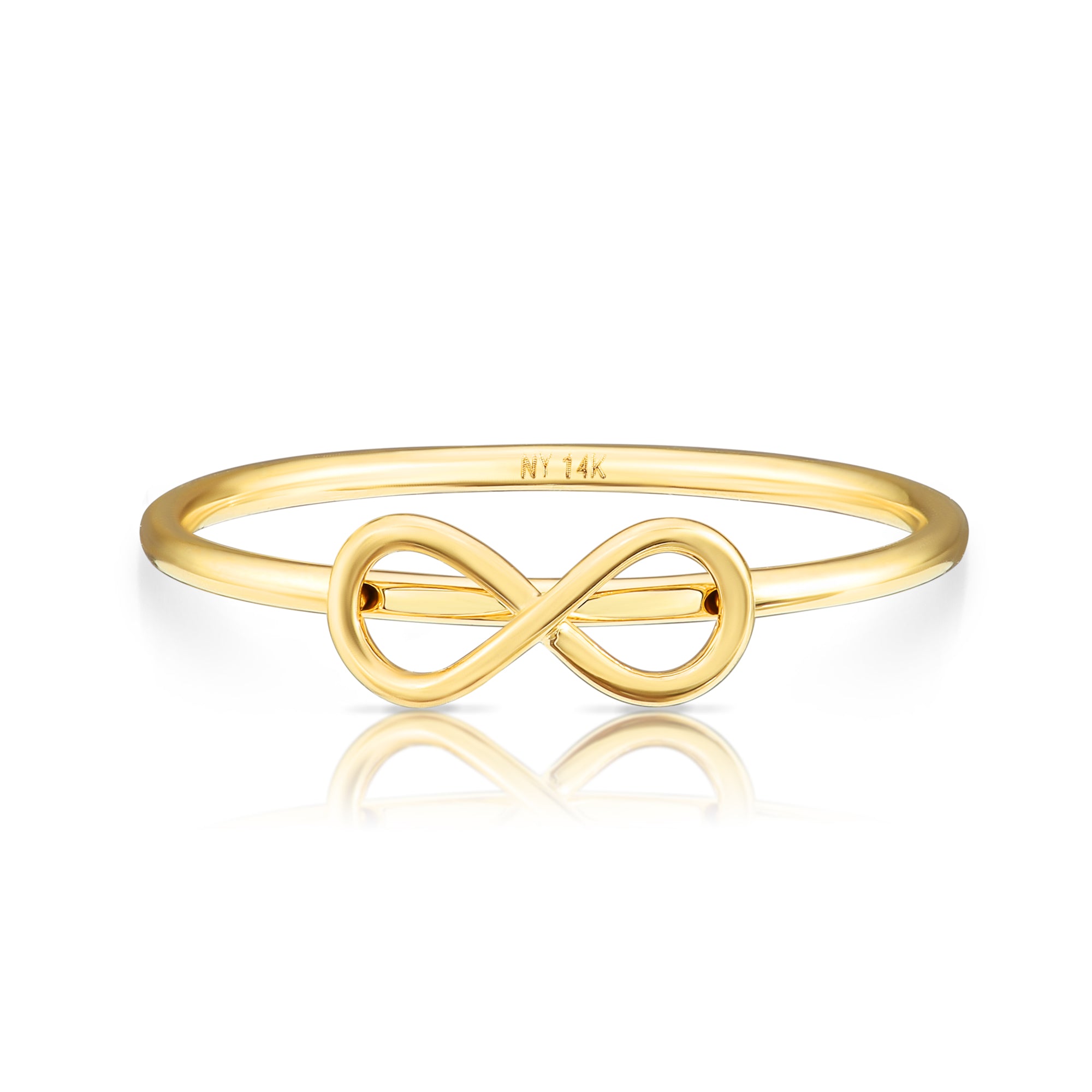 Solid 14k Gold Infinity Cross Ring, Stackable Religious Ring 2 Piece Set