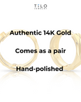 14K Gold Tiny Hand Engraved Huggies Hoop Earrings, 10mm