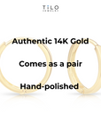 14K Yellow Gold Classy Huggies, Dainty 13mm Gold Earrings