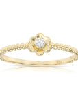 14K Yellow Gold Lab Diamond Flower Ring, 0.07ctw