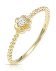14K Yellow Gold Lab Diamond Flower Ring, 0.07ctw
