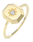 14K Yellow Gold Lab Diamond Signet Ring, 0.07ctw