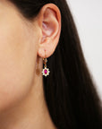 14k Yellow Gold Zirconia Birthstone Flower Earrings, Classy and Elegant Earrings, Available in 12 Colors