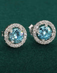 CZ Birthstone Halo Stud Earrings - Available in all 12 colors in Sterling Silver