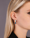 14K Yellow Gold Pear-Cut London & Sky Blue Topaz Teardrop Wire Earrings, 26ctw, Natural Gemstone Earrings