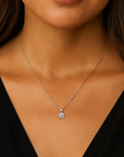 Sterling Silver Classic Solitaire Charm Necklace
