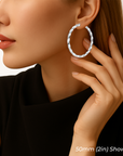 925 Sterling Silver Shiny Twisted Hoop Earrings