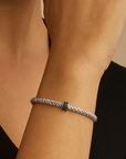 Sterling Silver Italian Black Onyx Cuff Bangle Bracelet, Fits 6"-7"