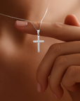 14K White Gold Small Cross Pendant Necklace