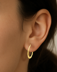 10K Yellow Gold Oval Spiral Twist Hoop Earrings