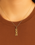 14K Yellow Gold Love Pendant, With 18" Necklace