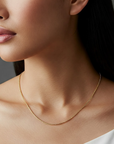 10K Solid Yellow Gold Box Chain Necklace, 1mm Thin