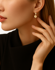 14K Yellow Gold Ball Dangle Earrings, Engraved Star Design