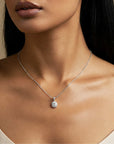 Sterling Silver Round Halo CZ Pendant Necklace