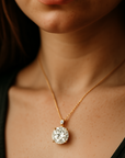 14k Yellow Gold Quartz Gemstone And Diamond Pendant Necklace