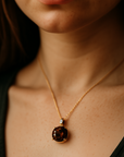 14k Yellow Gold Smoky Quartz Gemstone And Diamond Pendant Necklace
