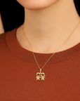 14K Yellow Gold Boy & Girl Heart Pendant Necklace