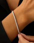 Sterling Silver Heart Tennis Bracelet With Brilliant Cubic Zirconia Stones, 7 inch