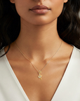 14K Solid Yellow Gold Ballerina Pendant, With 18" Cable Chain Necklace