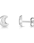 Sterling Silver Small Moon Crescent Studs