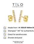 14k Yellow Gold Bar Stud Earrings