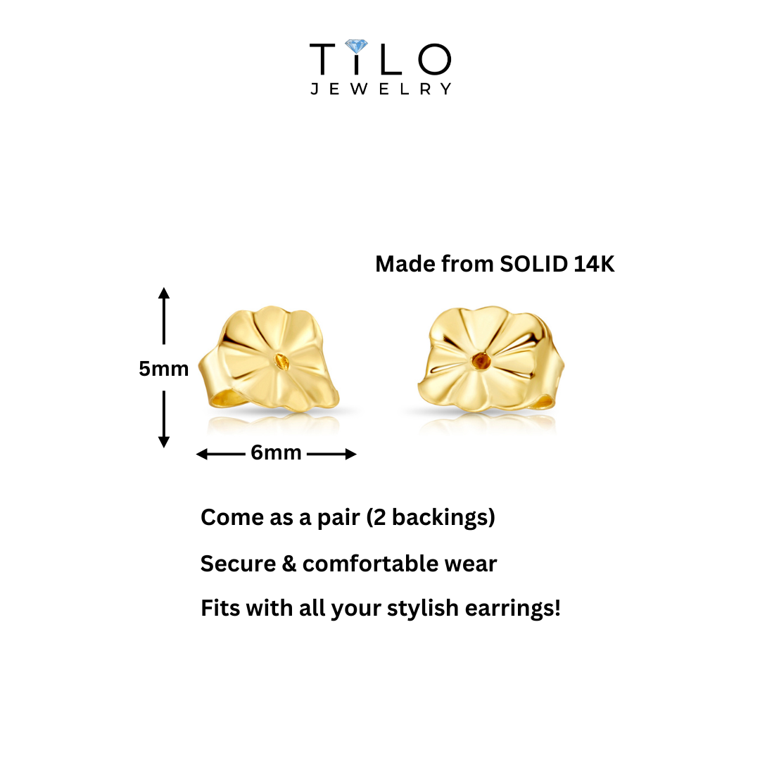 14K Yellow Gold Replacement Push Backings, Made by TILO Jewelry