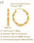 14k Yellow Gold Twisted Hoop Earrings