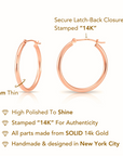 14k Rose Gold Classic Round Hoop Earrings, 2mm