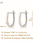 14K White Gold Plain Huggie Hoop Earrings