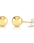 14K Yellow Gold Ball Stud Earrings, Silicone Covered Gold Push Backings (Unisex)