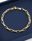 14K Yellow Gold Paperclip Bracelet, 7.5 Inches