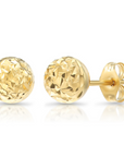 14k Yellow Gold Diamond Cut Sparkle Ball Stud Earrings