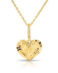 14K Yellow Gold Diamond-Cut Heart Pendant Necklace