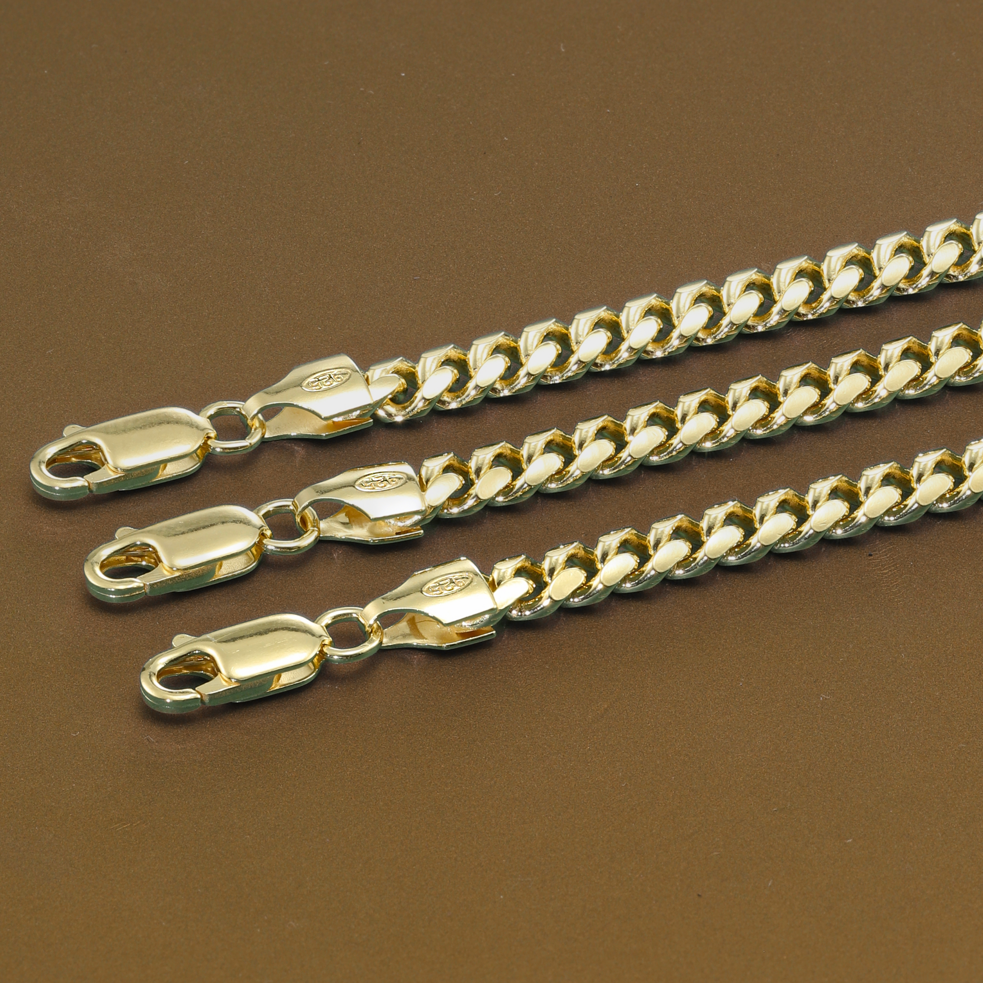 Italian 14k Gold Plated 5mm Cuban Chains with Strong Lobster Lock