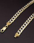 Sterling Silver Curb Chains, Two-Tone Italian Necklace, With Hand Engraved Diamond-Cuts