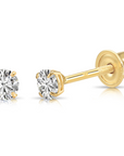 14K Gold Lab Diamond Stud Earrings, CVD Brilliant Solitaire Round Diamond Studs, Screwback