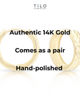 14K Gold Diamond-Cut Huggies, Dainty 13mm Gold Earrings