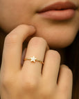 10K Yellow Gold Dainty Star Ring