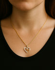 14K Lab Diamond Open Heart Pendant Necklace, 0.17ctw